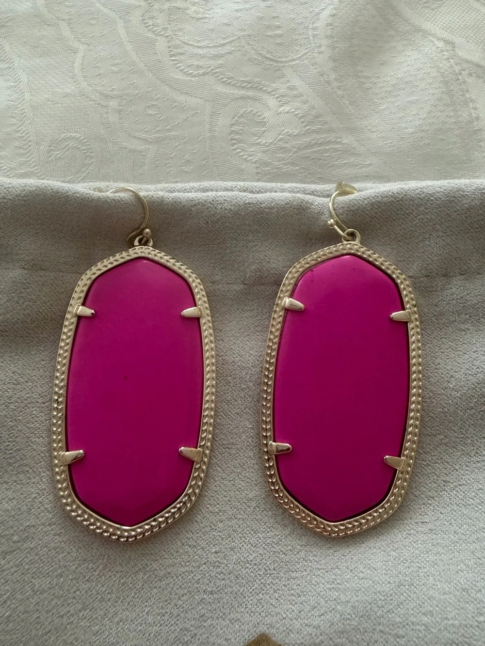 Kendra Scott Hot Pink Drop Earrings in Gold Tone